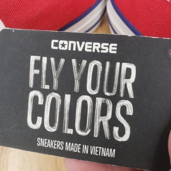 CONVERSE All Star Ox Sneakers Fly Your Colors America RWB Wide Stripe M4 W6 NWT - Picture 9 of 12